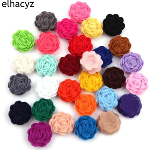 30pcs/lot 30 Colors 1'' Felt Flowers without clips for Headband Children Headwear Infantile DIY Headbands Hair Accessories