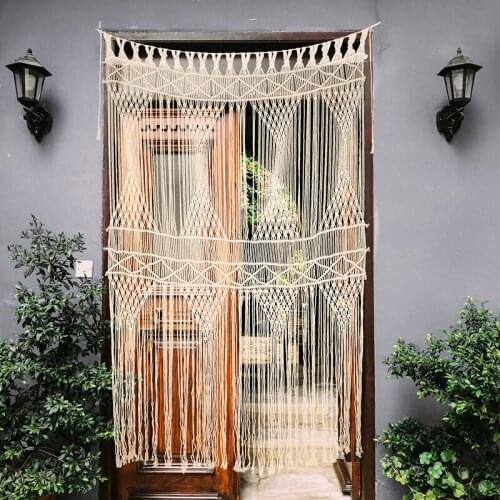 Boho tassel hand-woven tapestry door window macrame curtain wedding creative background decor wall hanging decoration 1.2Mx2.1M
