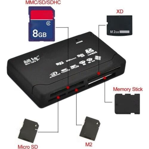 All in One USB 2.0 480Mbps Card Reader TF MS M2 XD CF Micro SD Carder Reader Mini Memory Cardreader for PC Laptop Computer