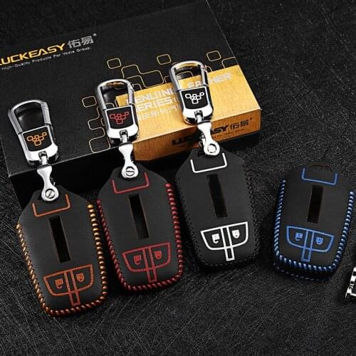 Leather key case for isuzu truck MU-X D-MAX 2017 2018 Car Key Cover wallet holder remote car key case