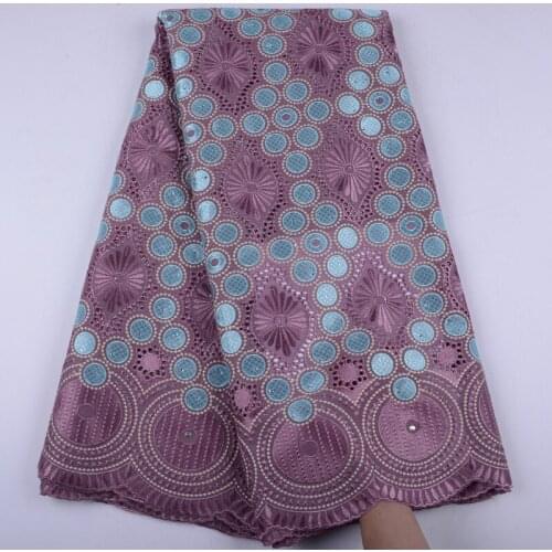 Onion Nigerian Lace Fabric High Quality Dry Cotton Swiss Voile Lace African Lace Fabric Embroidery Lace Fabric With Stones S1468