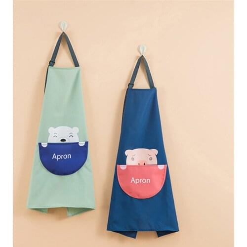 Kitchen Accessories Cartoon Apron Wipeable Waterproof Kitchen Cocina Aprons with Pocket for Women Men Household Tools