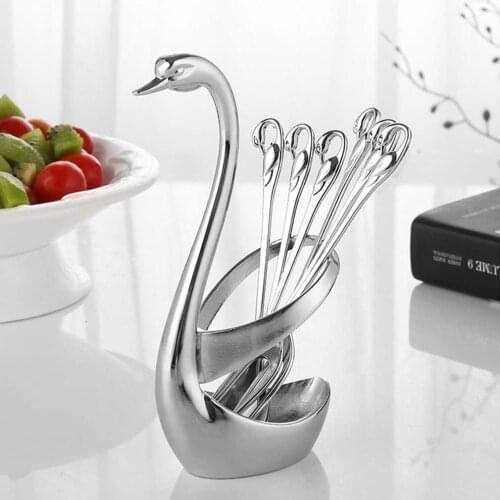1PC Zinc Alloy Swan Holder Fork SpoonTableware Set Stand Holder Dinnerware Sets Holder Wedding Party Decor
