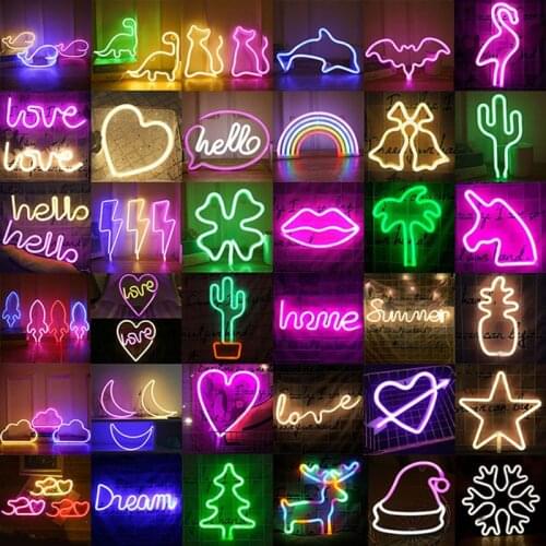 Wholesale LED Neon Night Light Sign Wall Art Sign Night Lamp Xmas Birthday Gift Wedding Party Wall Hanging Neon Lamp Home Decor