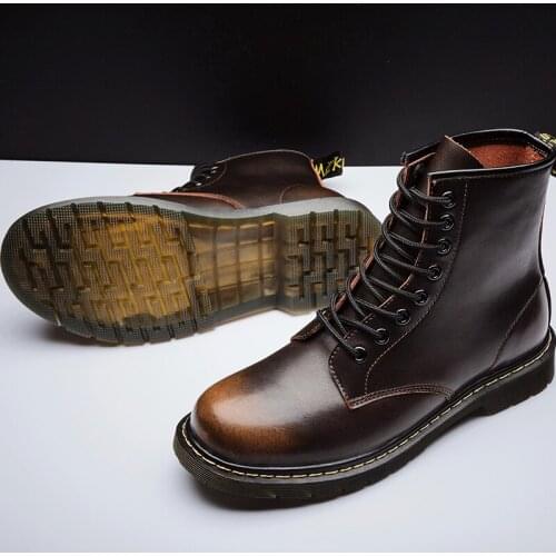 2020 Autumn Working Men Shoes Black Brown Men Army Military Boots Leather Sneakers Mens Plus Size 46 47 Motorcycle Boots Man