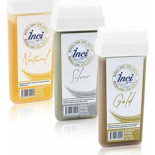 Pearl yellow, gold, silver cartridge roll on depilatory 3 PCs, filling, waxing depilation, sugar Free wax, hair removal, hair removal