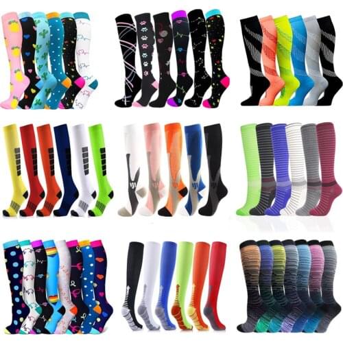 Dropship Compression Stockings 6 Pairs/Lot Socks Men Women Atheletic Football Soccer Stockings For Edema Diabetes Varicose Veins