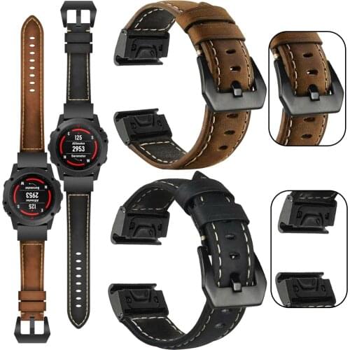 20 22 26mm Watch Band Leather Strap For Garmin Fenix 6x 6s 6Pro 5 5x 5s Plus Mk1 3HR 935 Smartwatch Band Quick Release Wristband