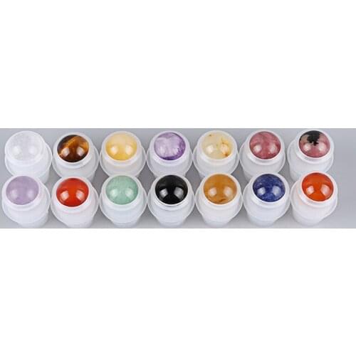 Factory Price - New Hot 18mm Essential Oil Perfume Roller Colorful Stone Roll On Bead Tops for 10ml 15ml 30ml 50ml 100ml Bottle