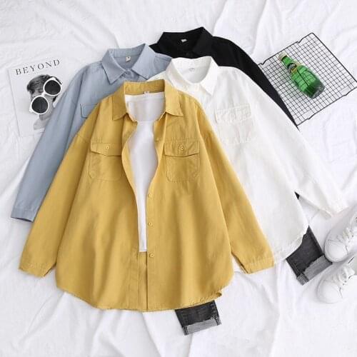 Cotton Shirt Womens Blouses Spring Autumn Jackets Solid Color Cotton Long Sleeve Casual Shirts Tunics Womens Tops and Blouses