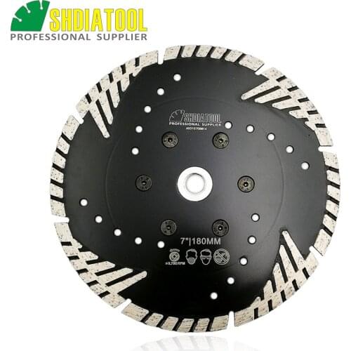 SHDIATOOL 180mm M14 Hot pressed Diamond turbo saw Blade with Slant protection teeth7" Diamond cutting disc for stone concrete
