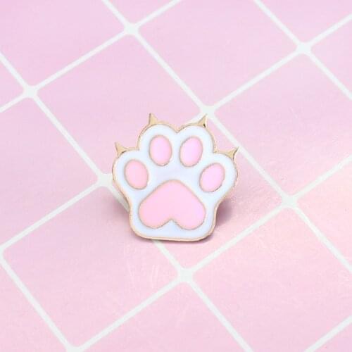 Cute Cartoon Animal Paw Brooch Pink Metal Brooch With Claws White Cat Foot Brooches Clothes Accessories For Children Gifts
