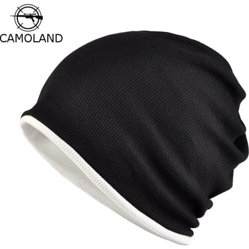 CAMOLAND Thermal Fleece Skullies Beanies For Women Male Knitted Patchwork Winter Hat Hedging Cap Outdoor Sports Bonnet Hat