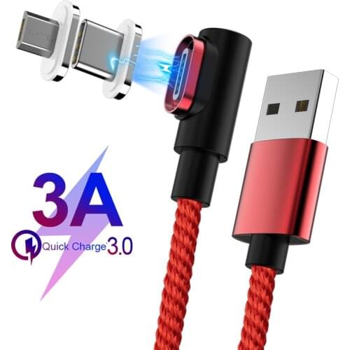 Uverbon Magnetic USB Cable 3A Micro USB Fast Speed Charging Charger Type C Data Charge Cable for Android Mobile Phone Cables