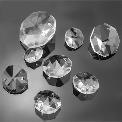 8mm~30mm Octagon Faceted 2 Holes Crystal Glass Prism Connectors Loose Pendants Beads for Jewelry Making DIY Curtains