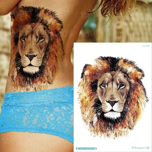 Temporary tattoo lion head tribal mens fake tattoo tiger wolf animals lion tattoos designs temporary body tattoo sexy waterproof