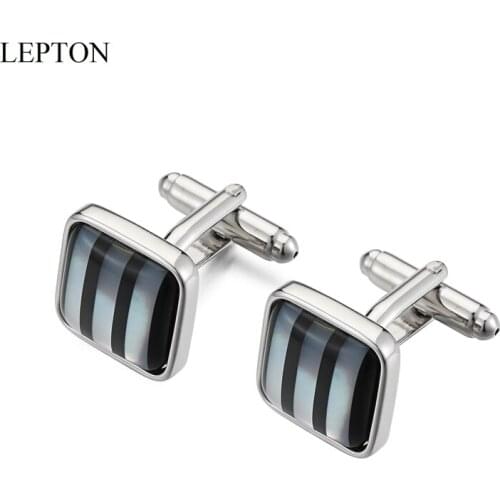 Lepton Mother of Pearl Cufflinks for Men Nature White Shell Cuff Links Fashion Button High Quality Luxury Wedding Best Men Gift