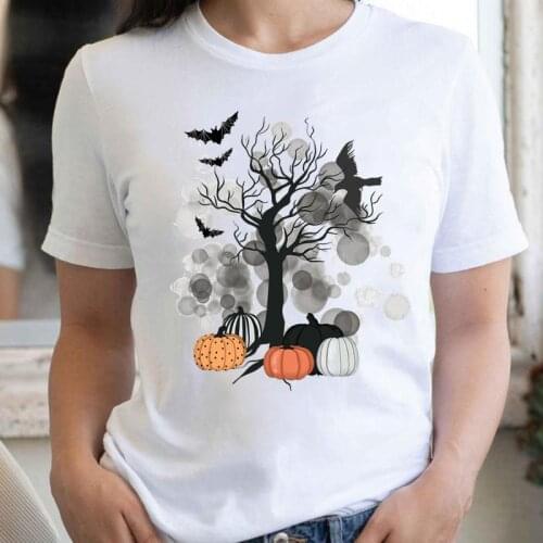 2021 trend style 90s Autumn Halloween Thanksgiving Fall Pumpkin Women Cartoon Tshirt Female Tee Top Graphic T-shirt