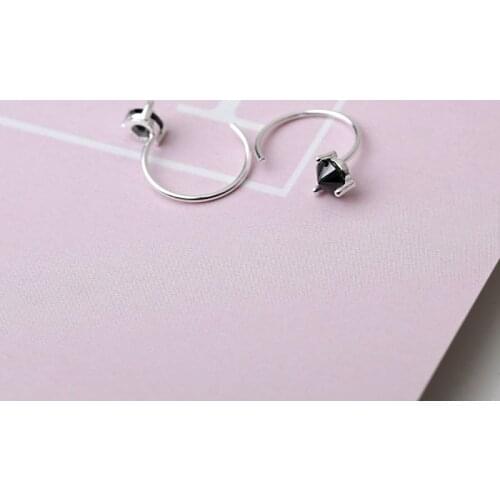 S925 pure sv stud earring fashion vintage geometry of the triangle zircon earrings brief circle accessories