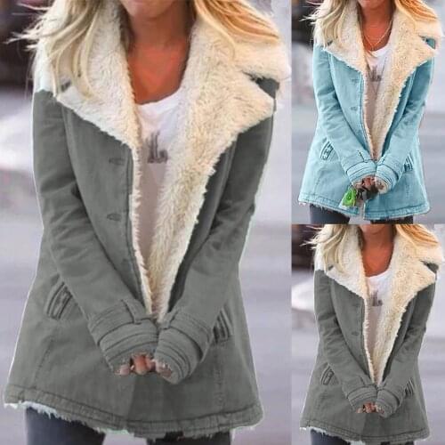 Women Quilted Coats Plus Size Winter Warm Composite Plushbutton Lapels Jacket Outwear Coat Пуховик Женский 2021