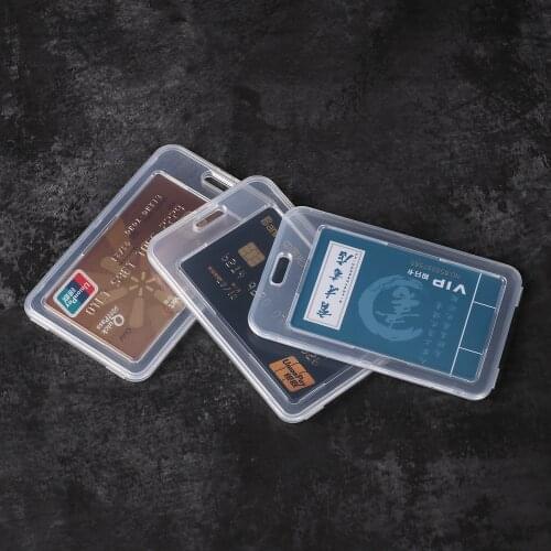 1PC Transparent Plastic Card Holder IC Card Holder Business Card Protection Sleeve Double-Sided Work Card School Office Supply