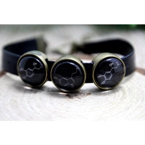 12pcs/lot Dopamine Serotonin Adrenaline leather bracelet molecule bracelet biochemistry jewelry Geeky Bracelet