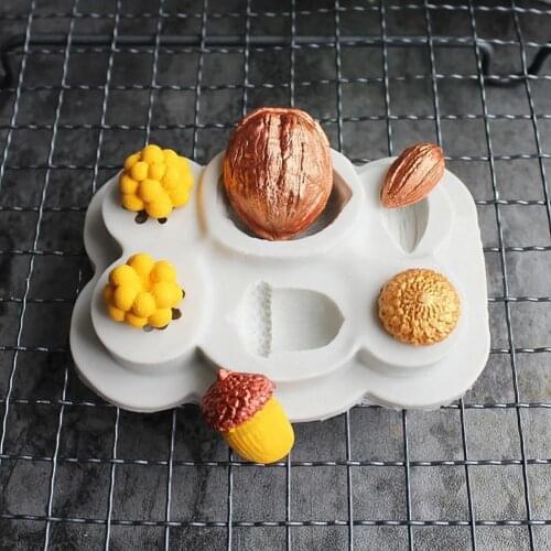 3D Emulational Walnut Hazelnut Pine Nut Shapes Mold Silicone Chocolate Mould Cake Decorating Baking Cake Jelly Candy Tool