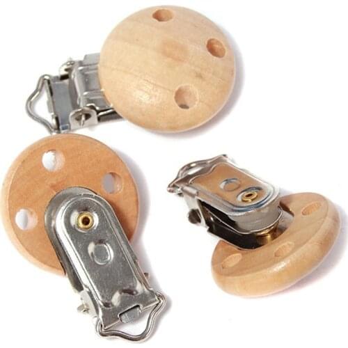 5pcs Baby Pacifier Clips Metal Wooden Baby Pacifier Holder Infant Nipple Holder Dummy Clip Beads Soother Teether Feeding Care
