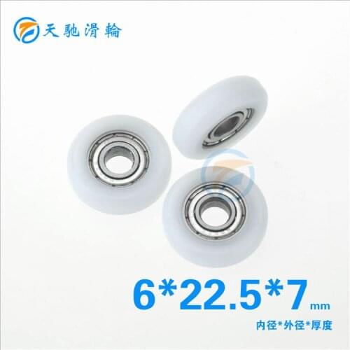 ABXG 6mm European Standard 20 2020 Aluminum Profile Bearing Pulley 6*22.5*7mm White Arc Sphere Ball 6x22.5x7 mm