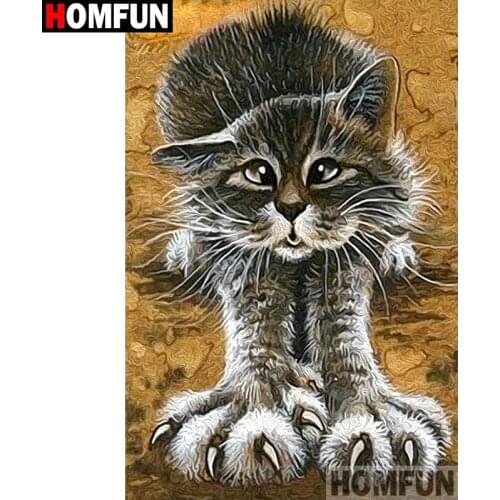 HOMFUN Full Square/Round Drill 5D DIY Diamond Painting "Cartoon cat" 3D Diamond Embroidery Cross Stitch Home Decor A18939