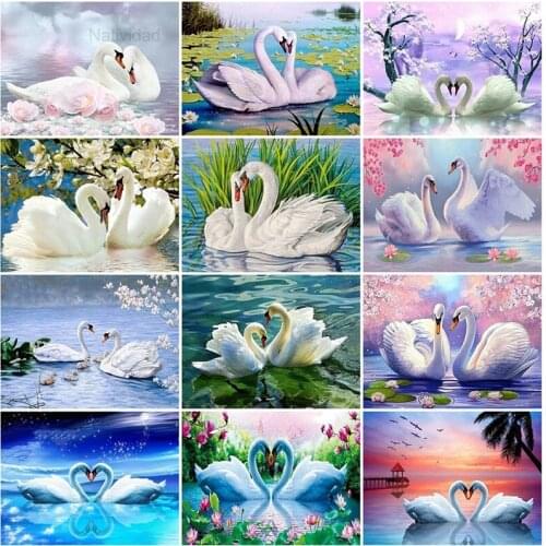 5D Animal Diamond Painting Full Square Swan Cross Stitch Embroidery Mosaic Animal Rhinestones Picture Handmade Home Decor Gift