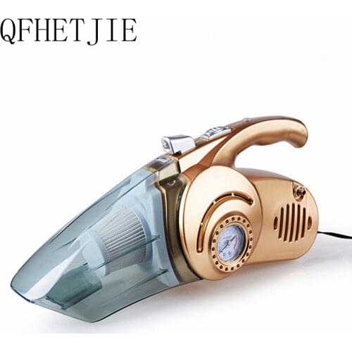 QFHETJIE 4 in 1 Car Vacuum Cleaner Air Pump Vehicle Vacuum Cleaner Hand Held Wet Dual Use Tire Pressure Measurement