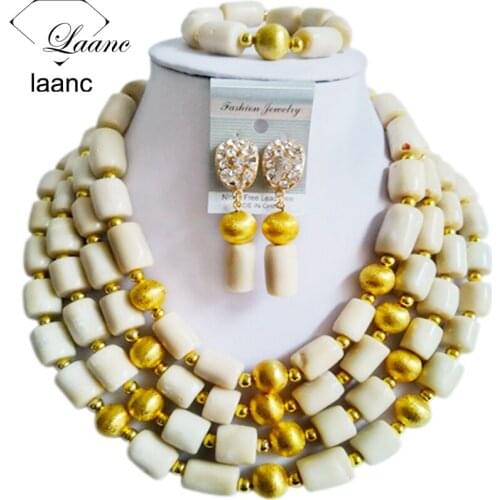White nigerian wedding coral beads jewelry set costume necklace african set 4CLSZ