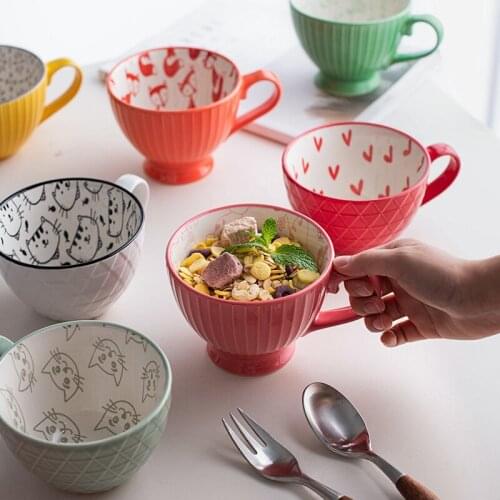 Oatmeal cup coffee Milk Breakfast Cup Ceramic cup childrens Lovely Cereal cup girl Personality Trend Mug