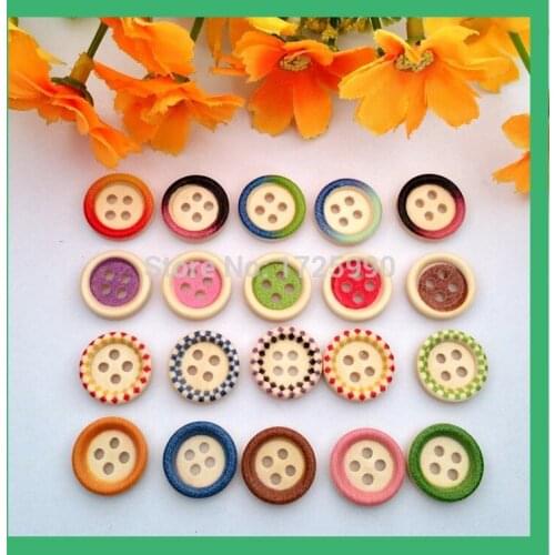 Diy Needs Child Educational Painted New wooden button bulk wooden button mixed for crafts Handmade sewing accessories 100p/lot