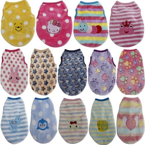 Flannel pet dog vest embroidered pet dog cat clothes