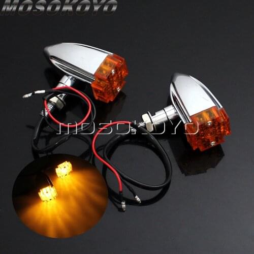 Chrome Turn Signal Indicator 12v Motorcycles Amber Blinker Lights For Harley Street Bob Touring Sportster Custom Chopper Cruiser