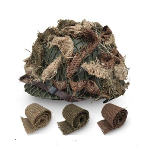 Military WW2 WWII US ARMY INFANTRY HELMET SCRIM CAMOUFLAGE BURLAP THREE COLORS- World military Store