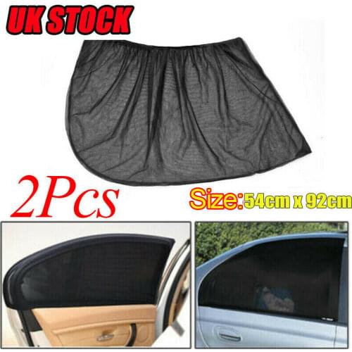 2Pcs Mesh Fabric Sun Visor Shade Cover Car Rear Side Window Sun Shade Shield UV Protector Black Auto Sunshade Curtain