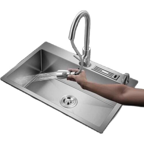 304 Stainless Steel Kitchen Sinks Thickened Manual Single Trough Large Basin above counter Basin Dishwashing Kitchen Basin AUN9
