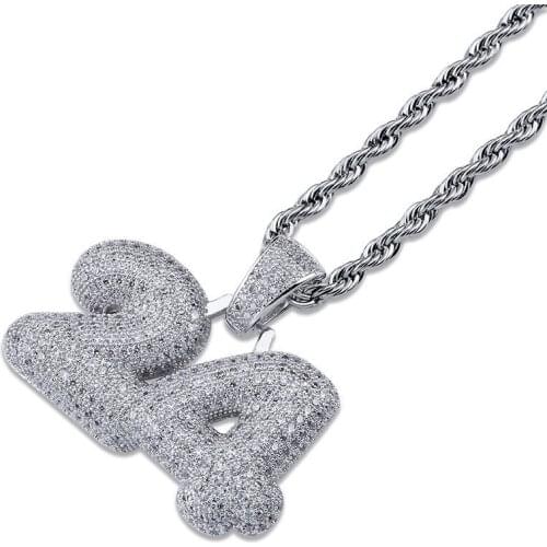 Lucky Sonny Fashion Number 24 Charm Pendant 5A CZ Iced Paved Silver Color Hip Hop Copper Necklaces Party Jewelry Free Shipping