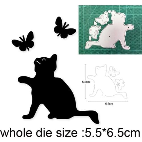 Cat Catching Butterfly Metal Cutting Dies for DIY Scrapbooking Paper and Card Making Decorative Embossing Die Cut Craft dies