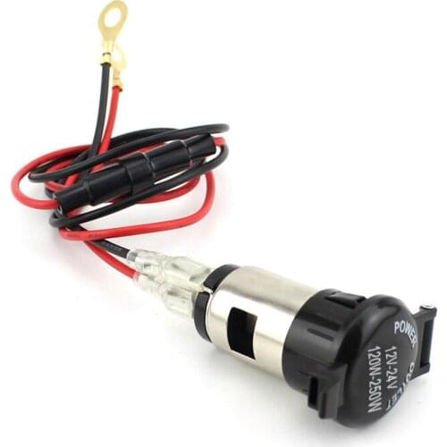 Car metal cigarette lighter female socket GPS power socket USB car mobile phone charger socket 12-24v