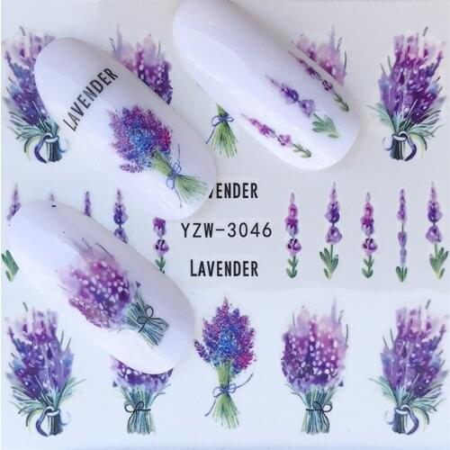 Nail Stickers on Nails Blooming Flower Stickers for Nails Lavender Nail Art Water Transfer Stickers Decals 3D Embossed Flower