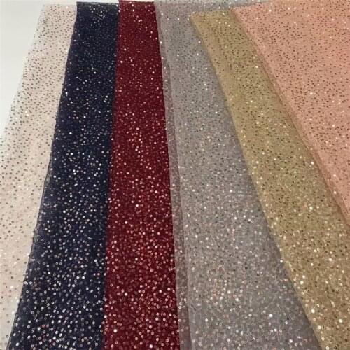 New African Lace Fabric 2019 Embroidered Nigerian gold Laces Fabric High Quality sequins French Tulle Lace Fabric For Wedding