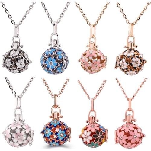 New Music Ball Two-Color Gradient Aromatherapy Necklace Painted flowers Perfume Diffuser Locket Pendant Charm Women Jewelry Gift