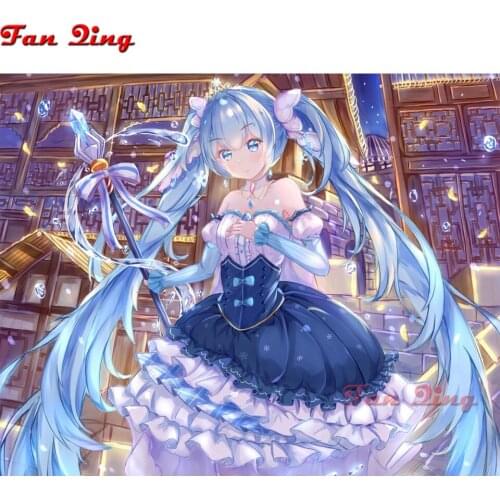 New Home Decor Cartoon Anime Girl 5D DIY Diamond Painting Cross Stitch Kit Wall Sticker Mosaic Diamond Embroidery Painting