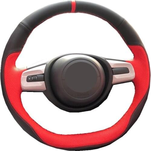 Hand Sewing Car Steering Wheel Cover Leather For Honda Fit 2021 DIY 4 Styles Non-slip Braid on the Steering wheel Car Protector