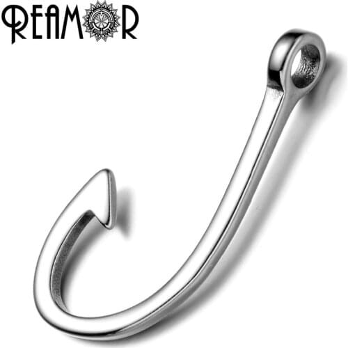 REAMOR Never Fade 316L Stainless steel Fish Hooks Connectors Charms For Leather Bracelet & Necklace Pendant Jewelry Making