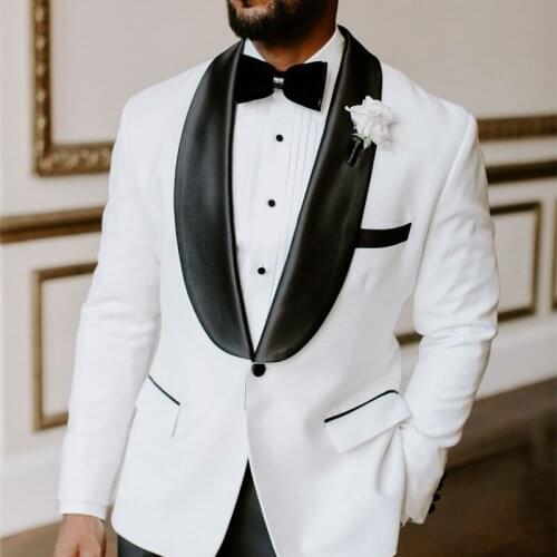 Tailor made Slim fit Men Suits for Wedding Dinner Party Two Piece Male Set Jacket with Black Pants Latest Style Groom Tuxedos